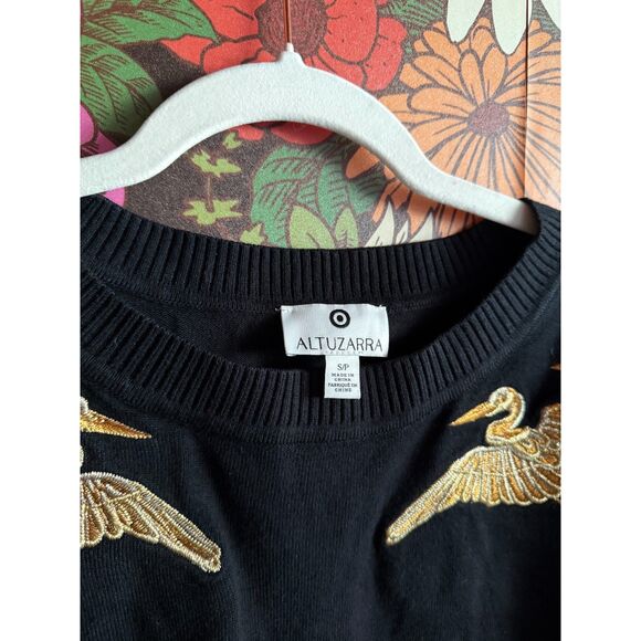 Altuzarra for Target Crane Sweater in Black Size Small Knit Gold Embroidery - Picture 4 of 5